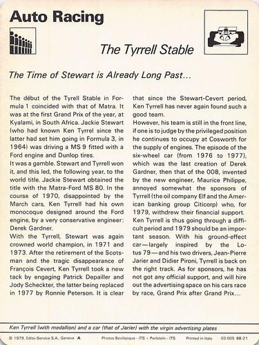 1977-79 Sportscaster Series 88 #88-21 The Tyrrell Stable Back
