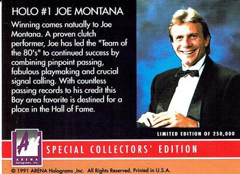 1991 Arena Holograms #1 Joe Montana Back