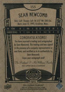 2015 Upper Deck Goodwin Champions #155 Sean Newcomb Back