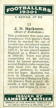 1931 Lambert & Butler Footballers 1930-1 #15 Jack Harkness Back