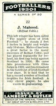 1931 Lambert & Butler Footballers 1930-1 #22 Jakie Mahood Back