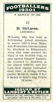 1931 Lambert & Butler Footballers 1930-1 #25 Hugh McLaren Back