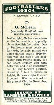 1931 Lambert & Butler Footballers 1930-1 #26 George McLean Back