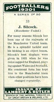 1931 Lambert & Butler Footballers 1930-1 #33 Jack Silcock Back