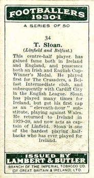 1931 Lambert & Butler Footballers 1930-1 #34 Tom Sloan Back
