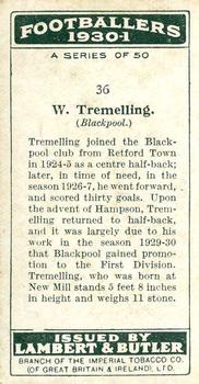 1931 Lambert & Butler Footballers 1930-1 #36 Billy Tremelling Back