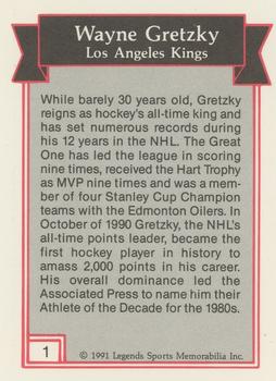 1991 Legends Sports Memorabilia #1 Wayne Gretzky Back
