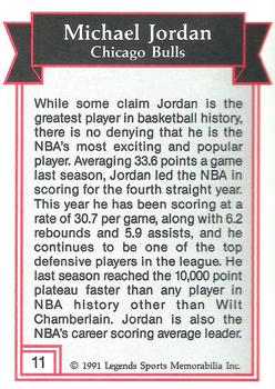 1991 Legends Sports Memorabilia #11 Michael Jordan Back
