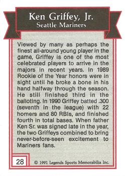 1991 Legends Sports Memorabilia #28 Ken Griffey Jr. Back