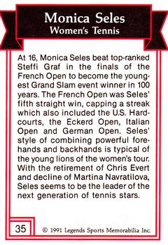 1991 Legends Sports Memorabilia #35 Monica Seles Back