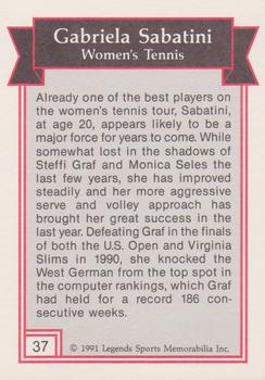 1991 Legends Sports Memorabilia #37 Gabriela Sabatini Back