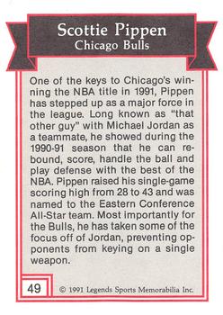 1991 Legends Sports Memorabilia #49 Scottie Pippen Back