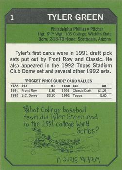 1993 SCD Sports Card Pocket Price Guide #1 Tyler Green Back