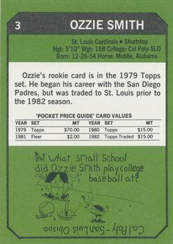1993 SCD Sports Card Pocket Price Guide #3 Ozzie Smith Back