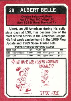 1993 SCD Sports Card Pocket Price Guide #28 Albert Belle Back