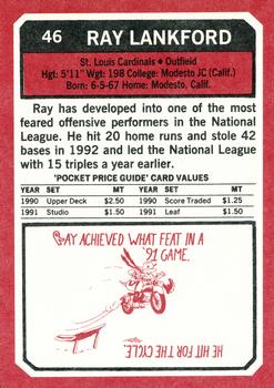 1993 SCD Sports Card Pocket Price Guide #46 Ray Lankford Back