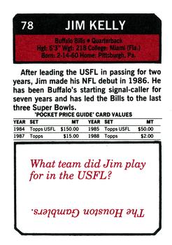 1993 SCD Sports Card Pocket Price Guide #78 Jim Kelly Back