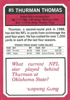 1993 SCD Sports Card Pocket Price Guide #85 Thurman Thomas Back