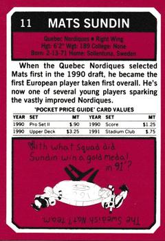 1993 SCD Sports Card Pocket Price Guide #11 Mats Sundin Back