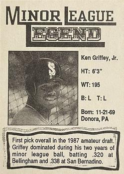 1991 Minor League Legends (Unlicensed) #NNO Ken Griffey, Jr. Back