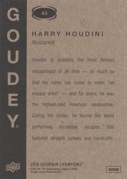 2015 Upper Deck Goodwin Champions - Goudey #43 Harry Houdini Back