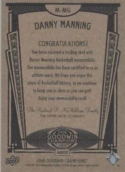 2015 Upper Deck Goodwin Champions - Memorabilia #M-MG Danny Manning Back