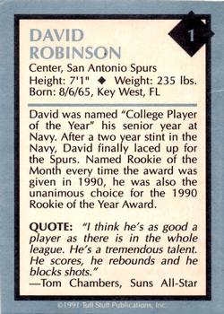 1991 Tuff Stuff Magazine #1 David Robinson Back