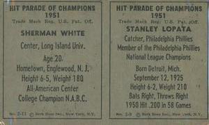 1951 Berk Ross - Berk Ross Panels #2-9 / 2-11 Stanley Lopata / Sherman White Back