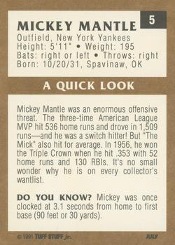 1991 Tuff Stuff Jr. Magazine #5 Mickey Mantle Back