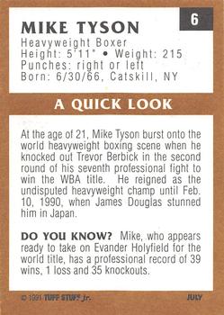 1991 Tuff Stuff Jr. Magazine #6 Mike Tyson Back