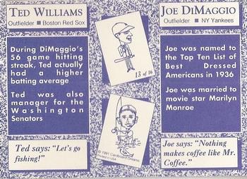 1991 Cardboard Dreams (unlicensed) #13 Ted Williams / Joe DiMaggio Back
