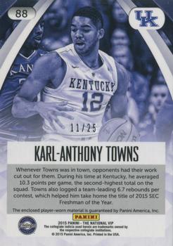 2015 Panini The National VIP - Blue Wave #88 Karl-Anthony Towns Back