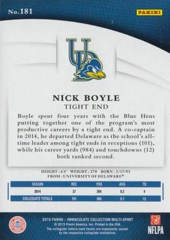 2015 Panini Immaculate Collection Collegiate #181 Nick Boyle Back
