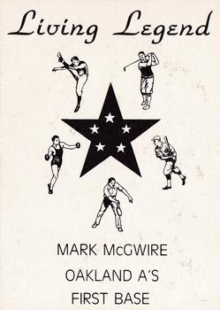 1990 Living Legends Gray (unlicensed) #NNO Mark McGwire Back
