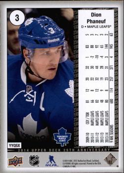 2014 Upper Deck 25th Anniversary #3 Dion Phaneuf Back