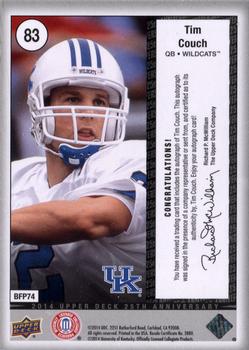 2014 Upper Deck 25th Anniversary - Silver Celebration Autographs #83 Tim Couch Back