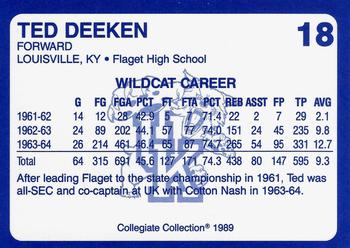 1989-90 Collegiate Collection Kentucky Wildcats #18 Ted Deekin Back