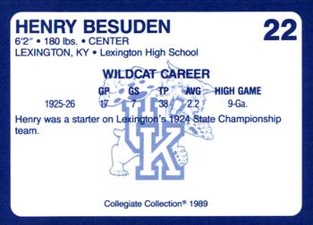 1989-90 Collegiate Collection Kentucky Wildcats #22 Henry Besuden Back