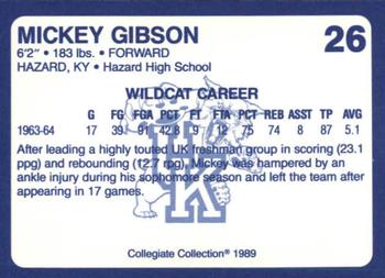1989-90 Collegiate Collection Kentucky Wildcats #26 Mickey Gibson Back