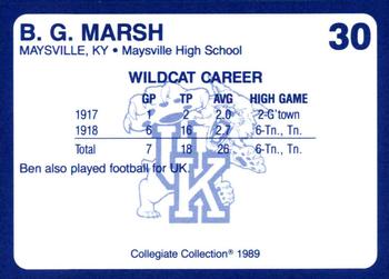 1989-90 Collegiate Collection Kentucky Wildcats #30 B.G. Marsh Back