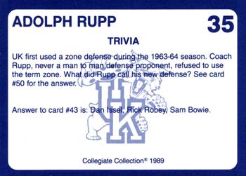 1989-90 Collegiate Collection Kentucky Wildcats #35 Adolph Rupp Back