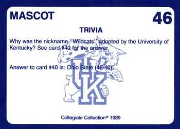1989-90 Collegiate Collection Kentucky Wildcats #46 Mascot Back