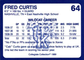 1989-90 Collegiate Collection Kentucky Wildcats #64 Fred Curtis Back