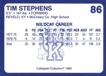 1989-90 Collegiate Collection Kentucky Wildcats #86 Tim Stephens Back
