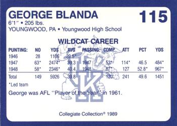 1989-90 Collegiate Collection Kentucky Wildcats #115 George Blanda Back