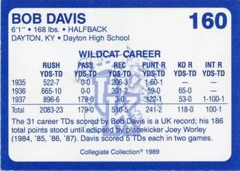 1989-90 Collegiate Collection Kentucky Wildcats #160 Bob Davis Back