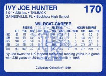 1989-90 Collegiate Collection Kentucky Wildcats #170 Ivy Joe Hunter Back