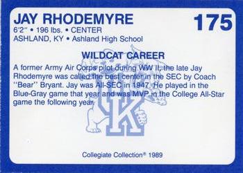 1989-90 Collegiate Collection Kentucky Wildcats #175 Jay Rhodemyre Back