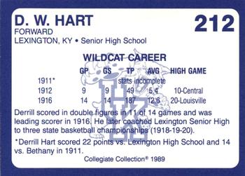 1989-90 Collegiate Collection Kentucky Wildcats #212 D.W. Hart Back