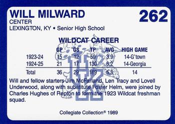 1989-90 Collegiate Collection Kentucky Wildcats #262 Will Milward Back